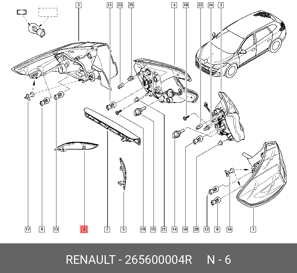 265600004R RENAULT Отражатель зад. прав.Флюэнс
