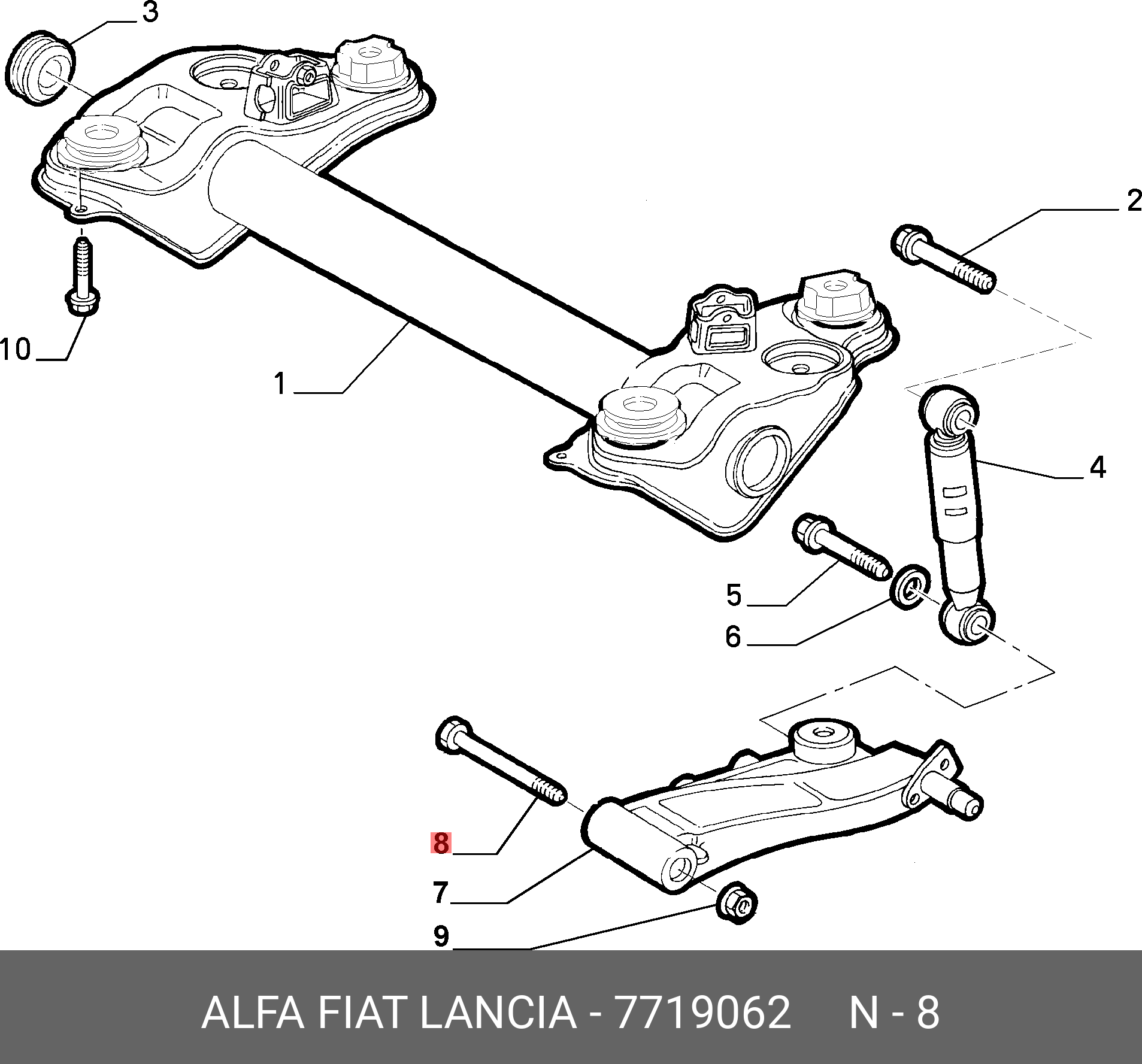 7719062 FIAT/ALFA/LANCIA Монтажный комплект, рычаг независимой подвески колеса
