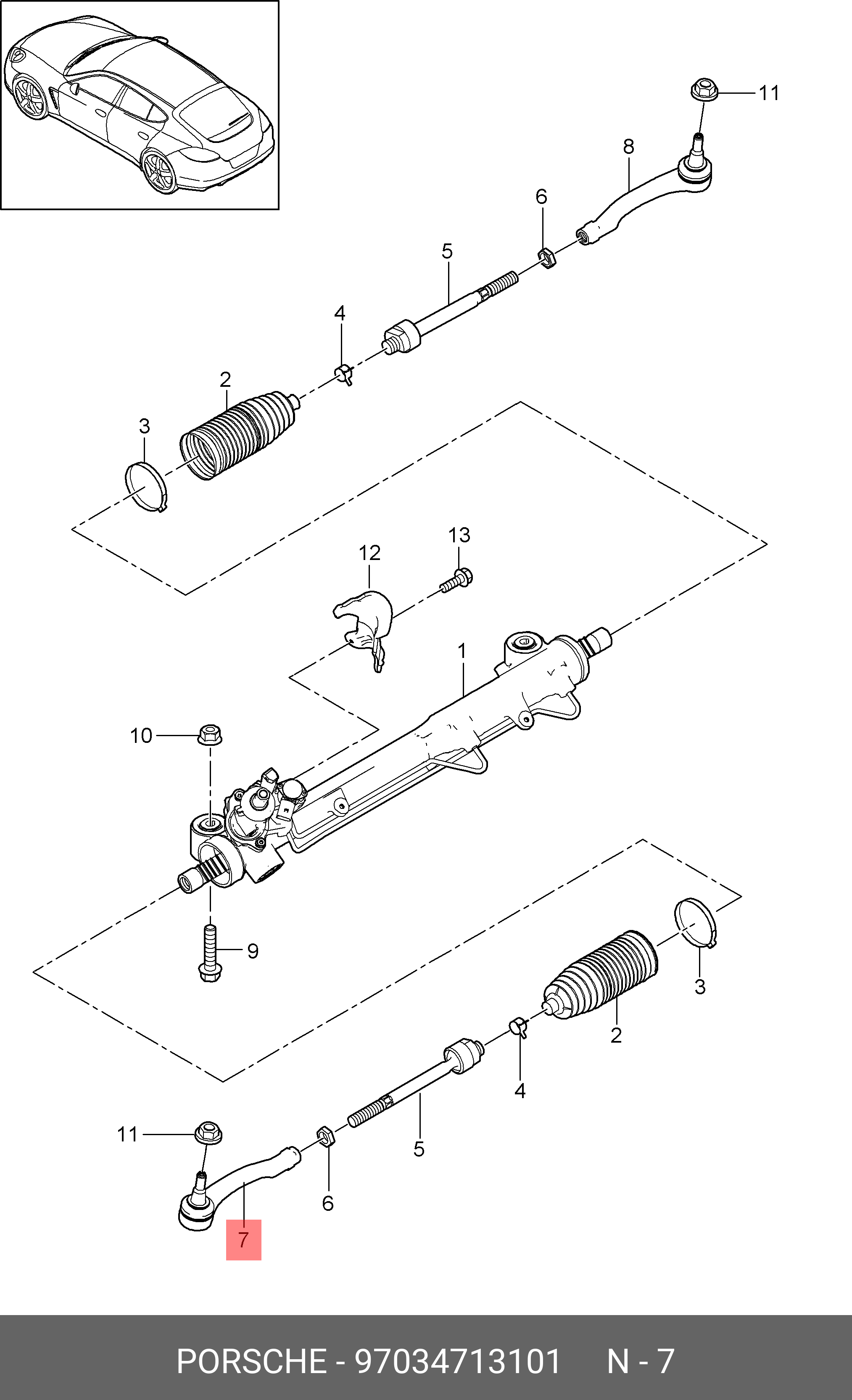 97034713101 PORSCHE Наконечник рулевой