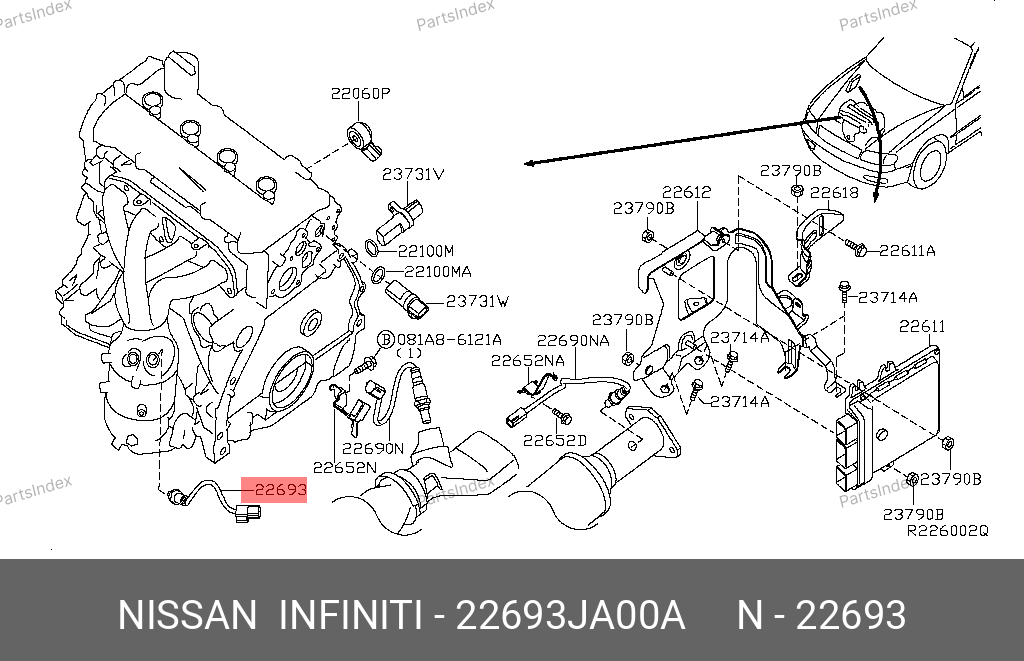22693JA00A NISSAN Лямбда-зонд