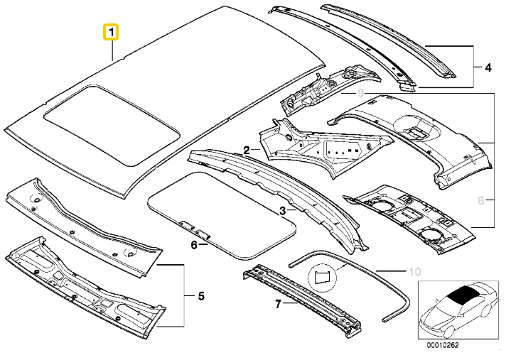 41318185764 BMW Наружн.облицовка под.-сдвиж.крышки люка