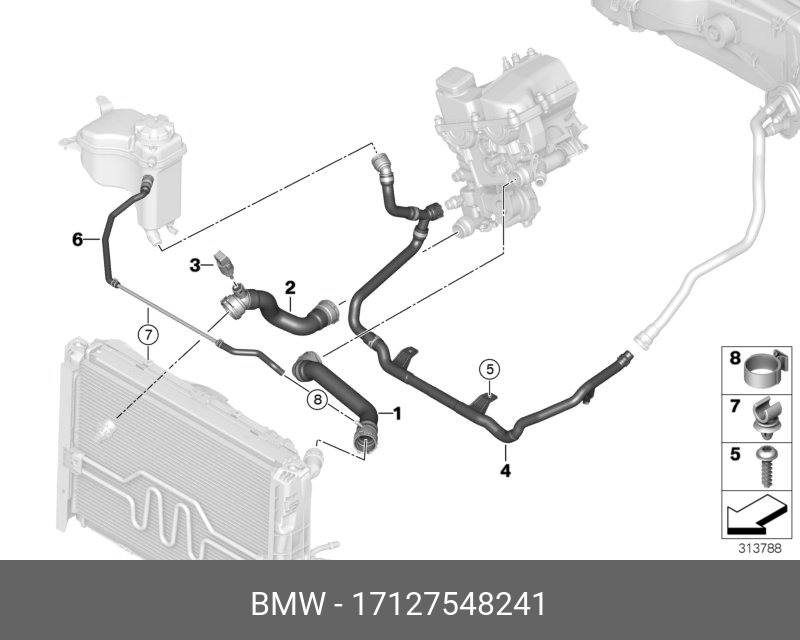 17127548241 BMW Патрубок системы охлаждения