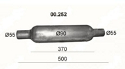 00252 POLMOSTROW Пламегаситель универсальный D90x500, труба D55