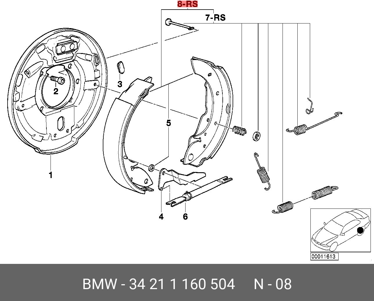 34211160504 BMW Тормозные колодки барабанные