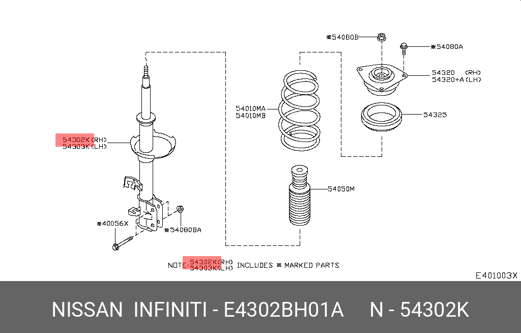 E4302BH01A NISSAN АМОРТИЗАТОР ПОДВЕСКИ