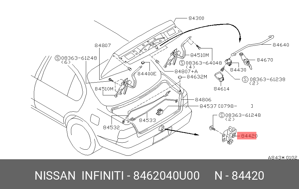 8462040U00 NISSAN ЗАМОК БАГАЖНИКА