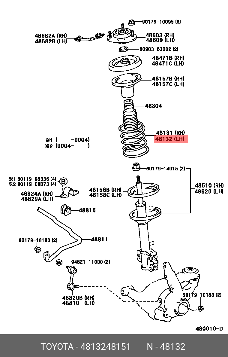 4813248151 TOYOTA SPRING, FRONT COIL, LH