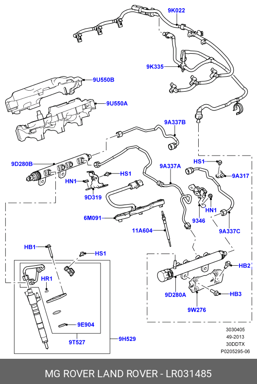 LR031485 LAND ROVER Форсунка топливная