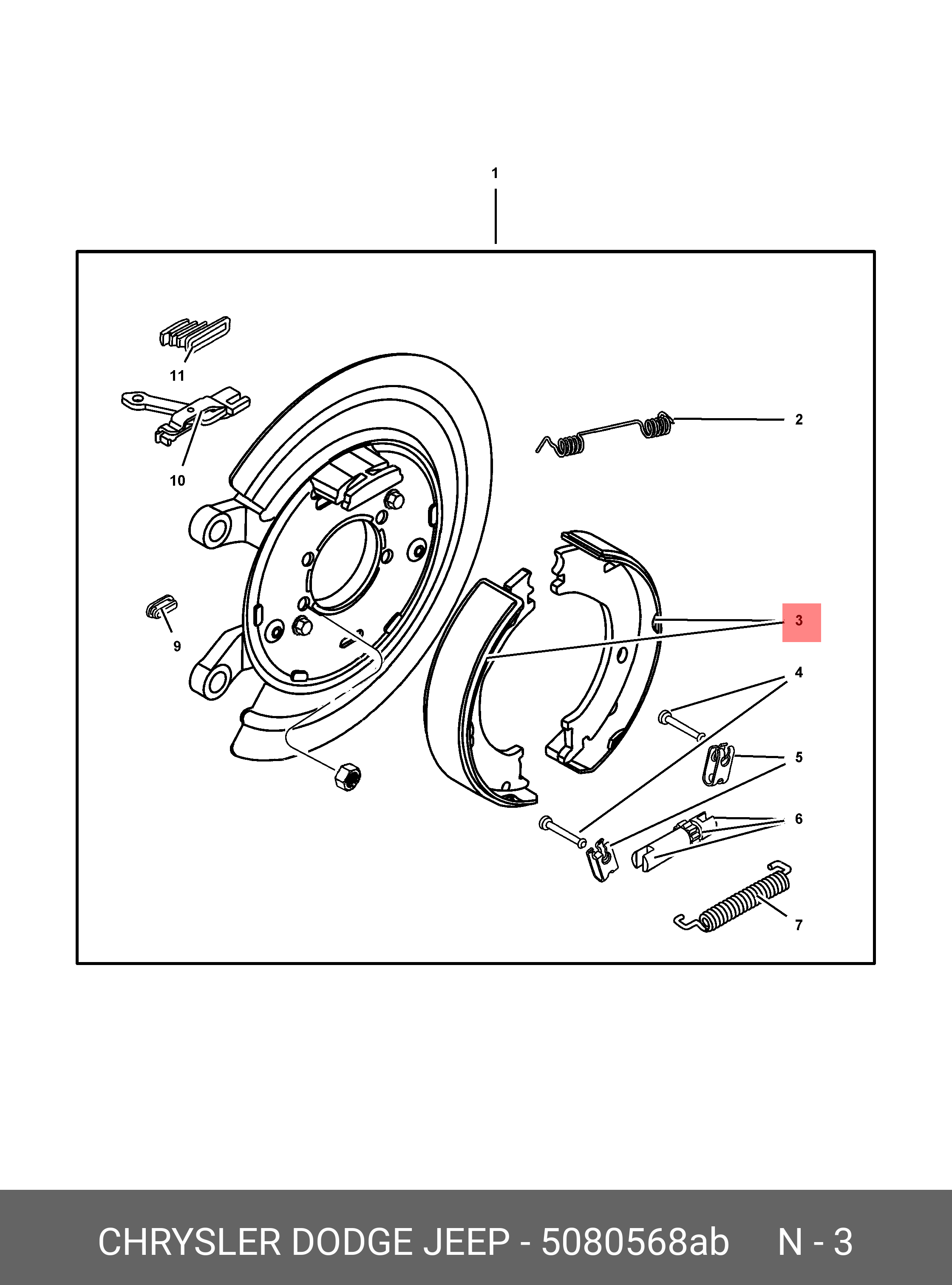 5080568AB CHRYSLER Колодки тормозные барабанные