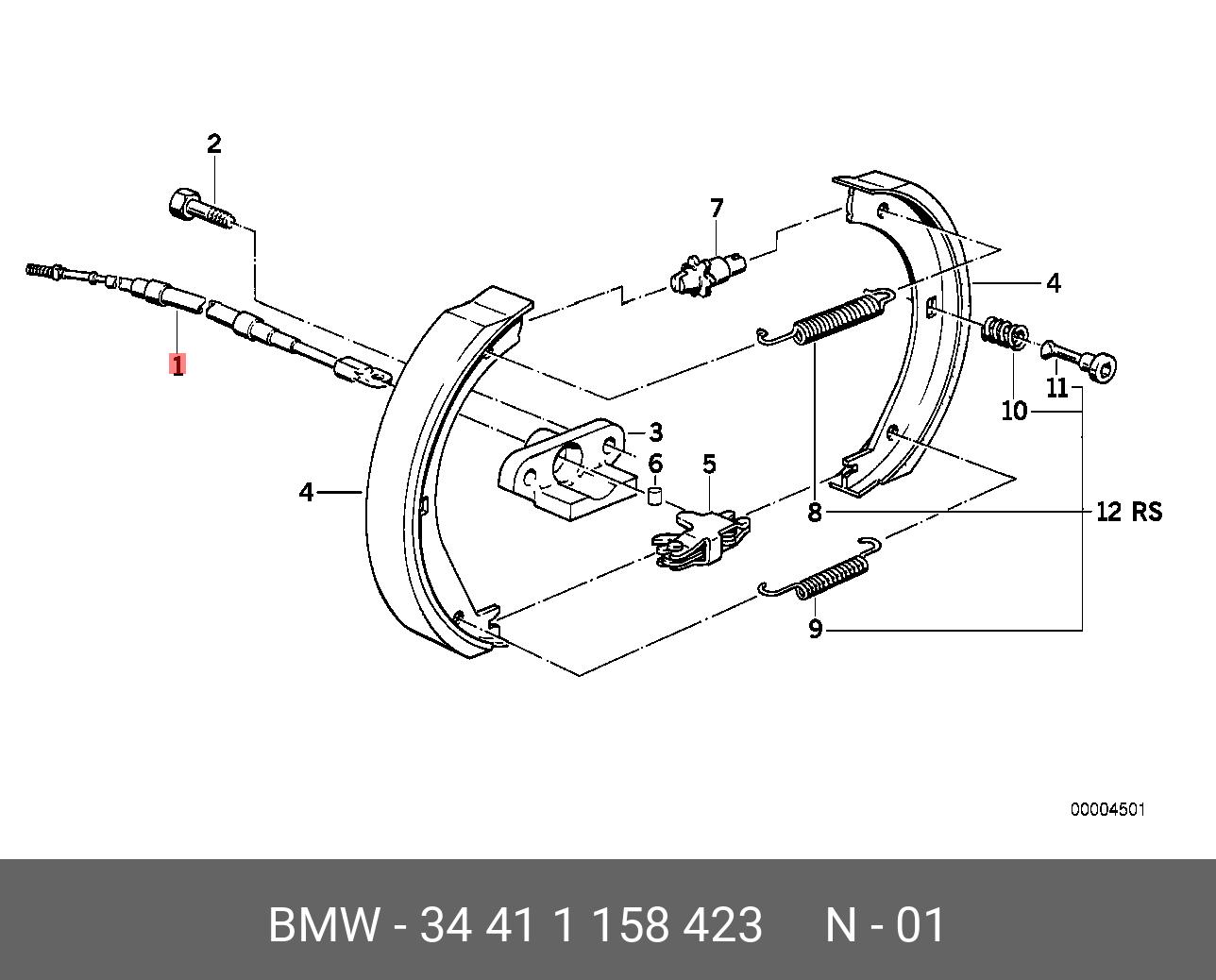 34411158423 BMW Трос, стояночная тормозная система