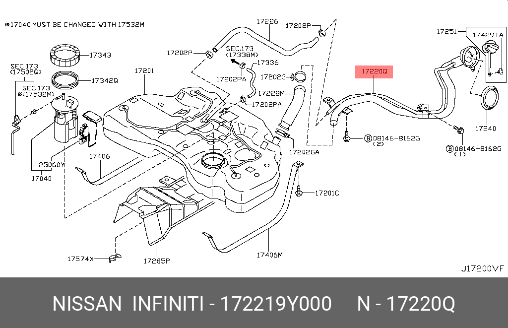 172219Y000 NISSAN Горловина заливная топливного бака