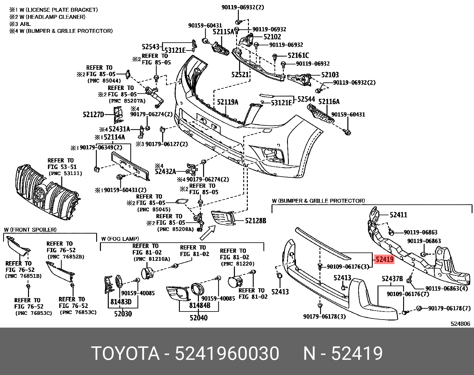 5241960030 TOYOTA БАМПЕРА НАКЛАДКА