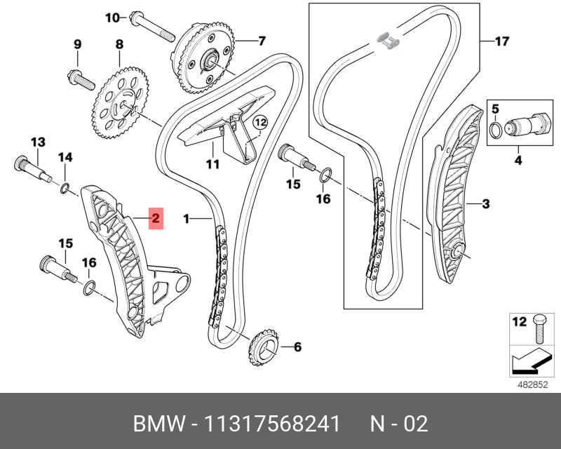 11317568241 BMW Направляющая