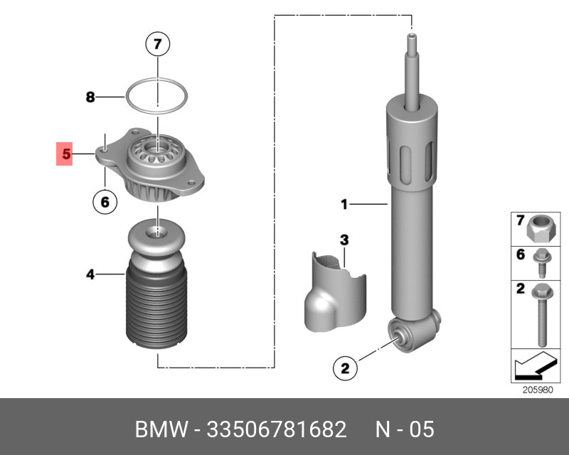 33506781682 BMW Верхняя опора амортизационной стойки