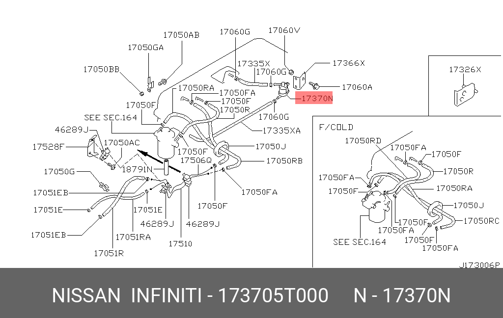 173705T000 NISSAN VALVE ASSY-FUEL CHECK