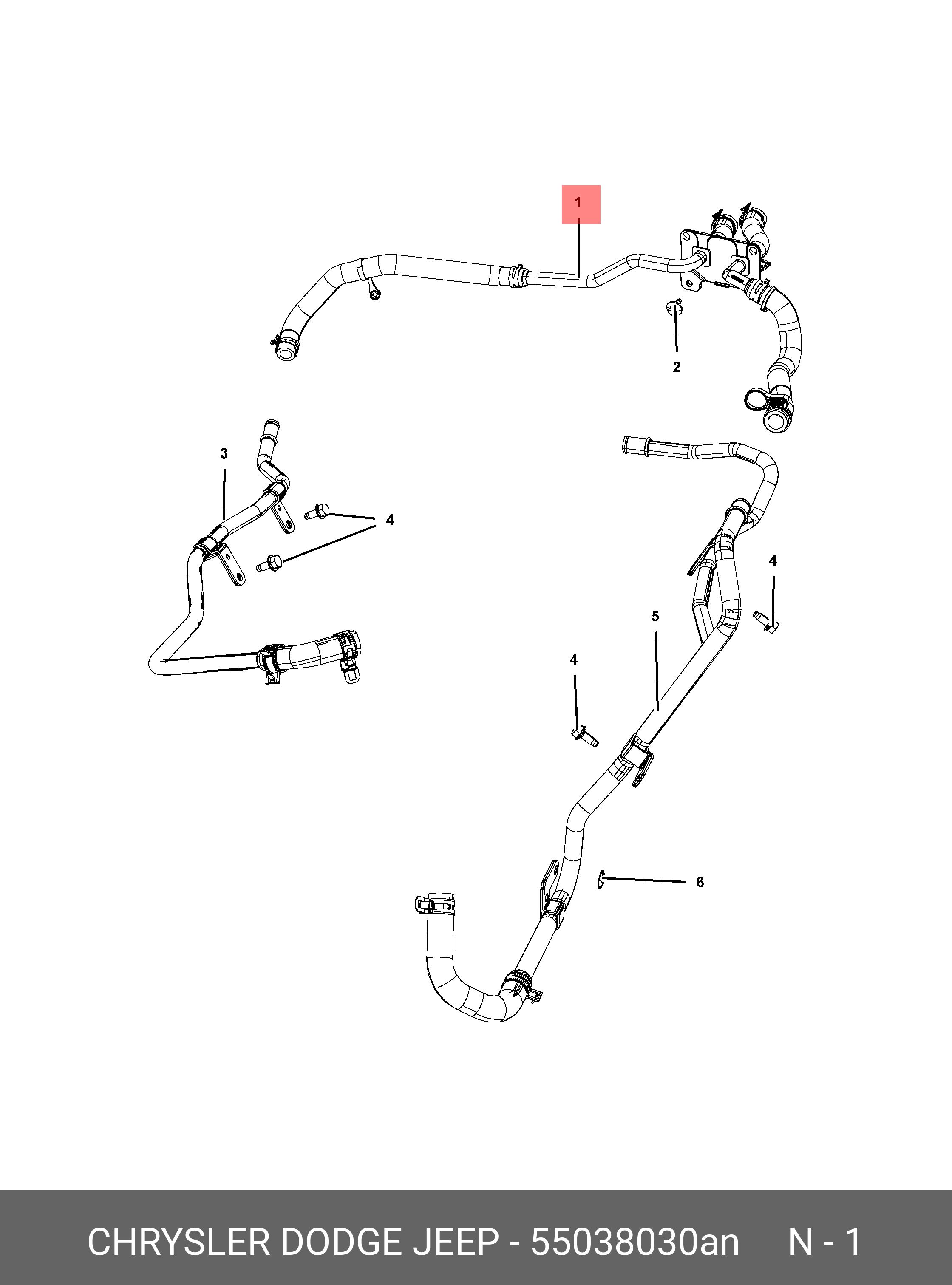 55038030AN MOPAR PARTS Патрубок отопителя салона