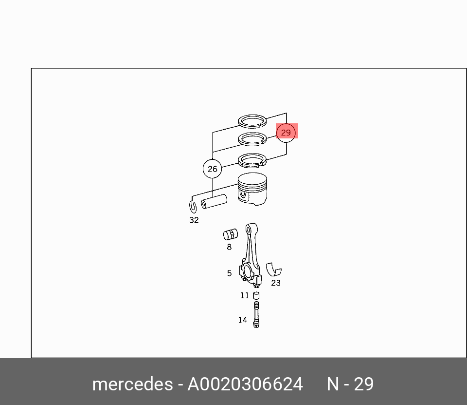 A0020306624 MERCEDES-BENZ TEILESATZ KOLBENRING,PISTON RING,Комплект поршневых колец