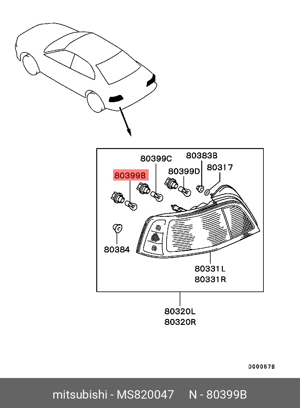 MS820047 MITSUBISHI ЛАМПОЧКА