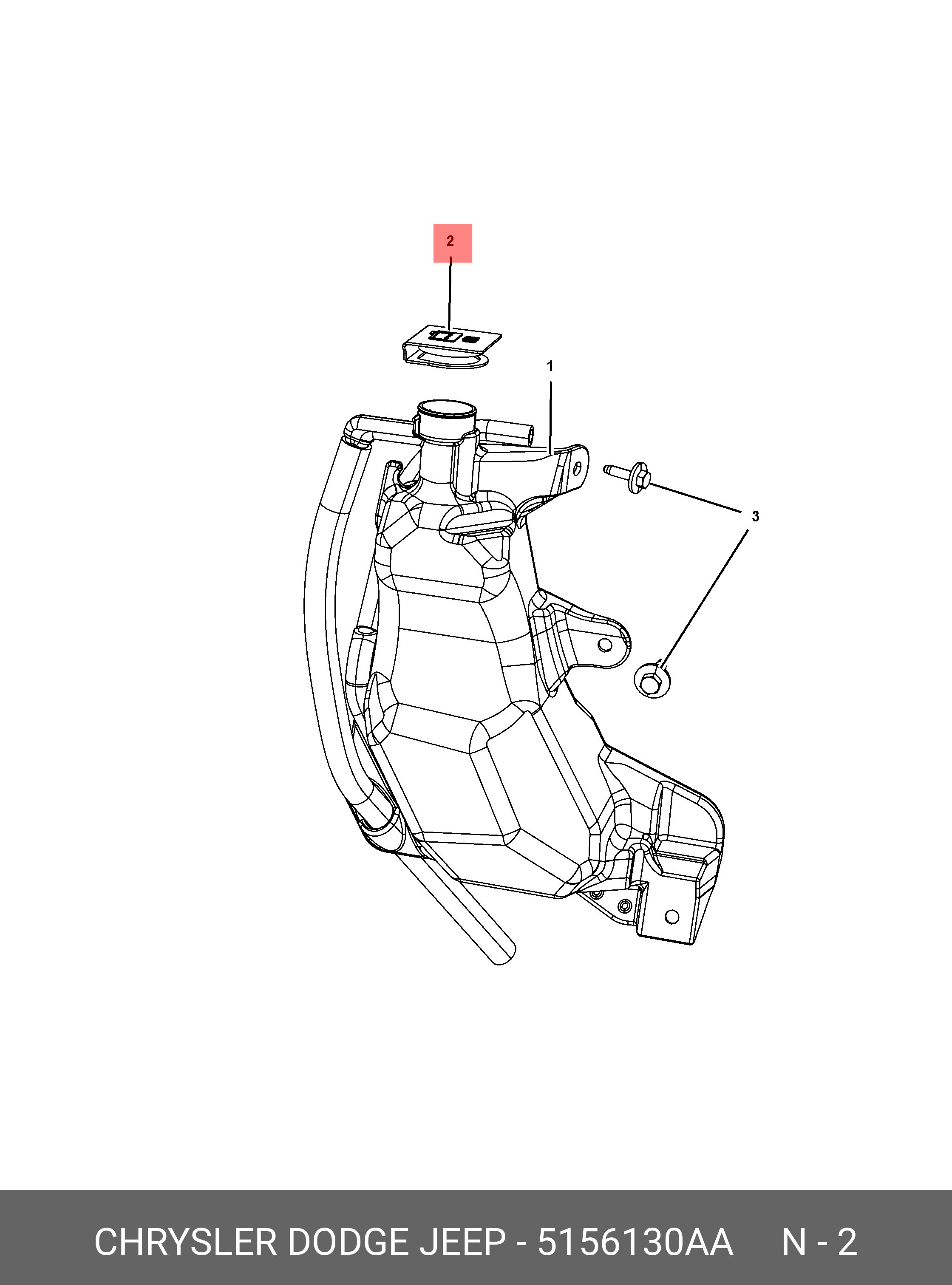 5156130AA CHRYSLER CAP COOLANT RECOVERY BOTTLE