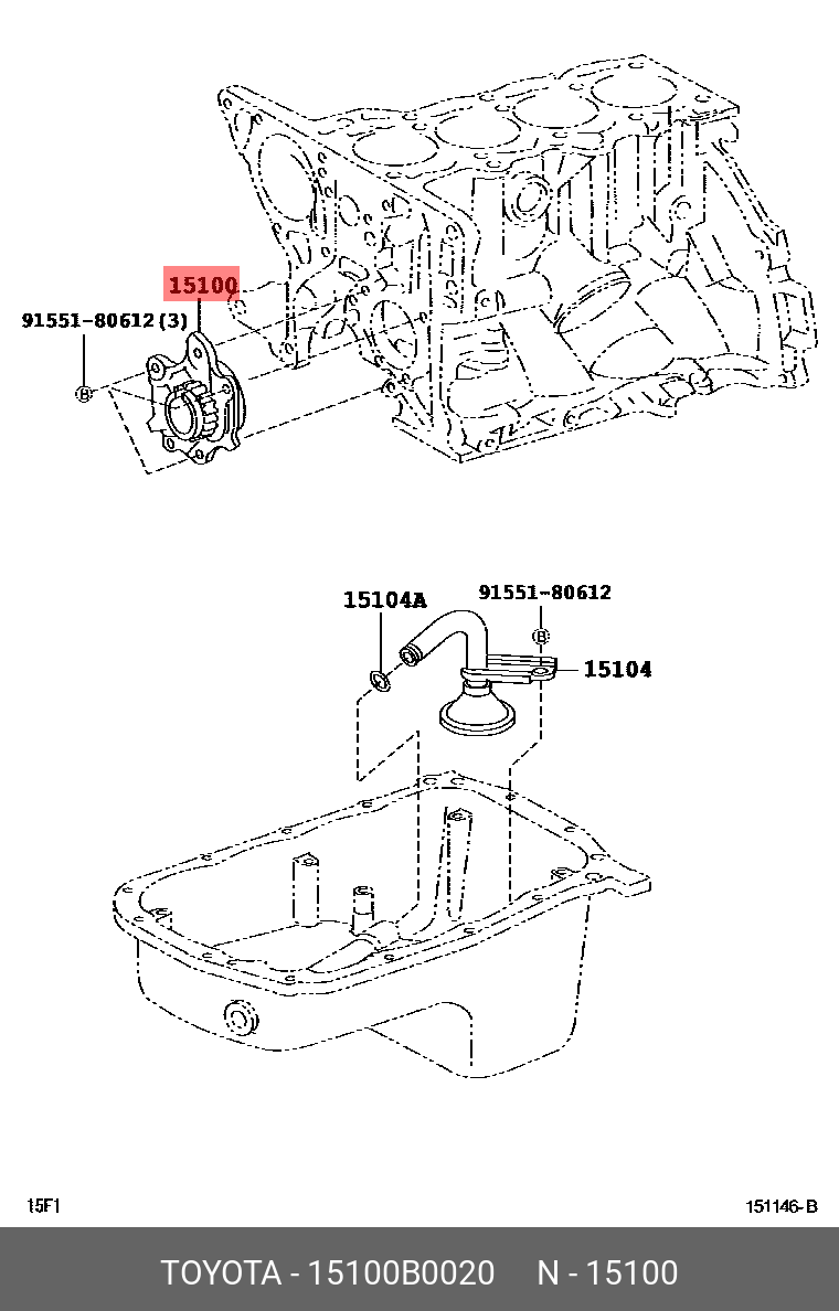 15100B0020 TOYOTA НАСОС МАСЛЯНЫЙ