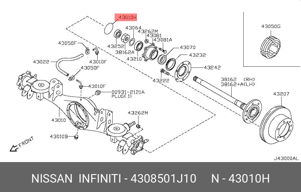 4308501J10 NISSAN КОЛЬЦО РЕЗИНОВОЕ