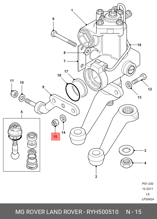 RYH500510 LAND ROVER NUT - HEX.,SECHSKANTMUTTER,Шестигранная гайка м12 ld