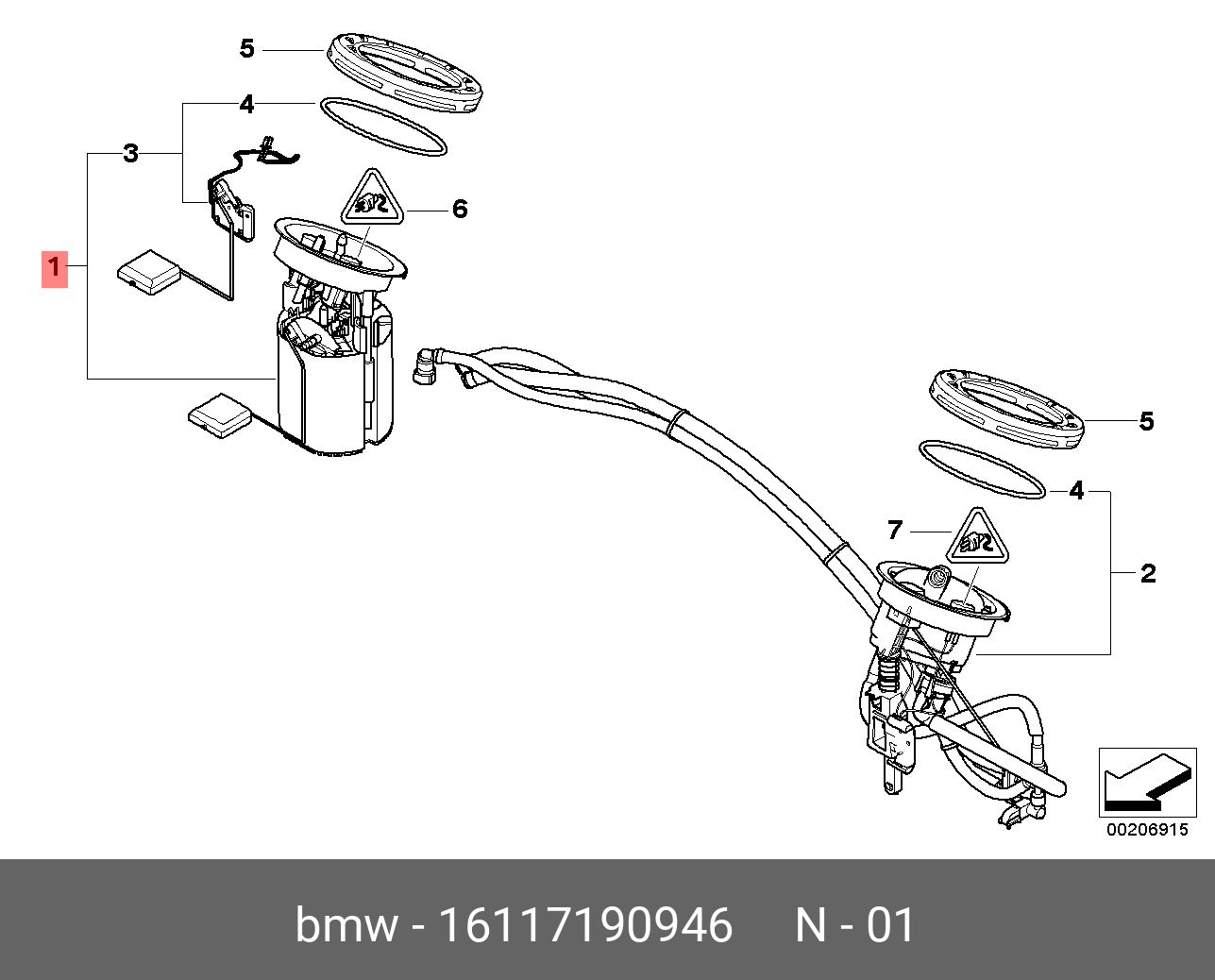 16117190946 BMW Рем.к-т топл.насоса/датчика ур.наполнен