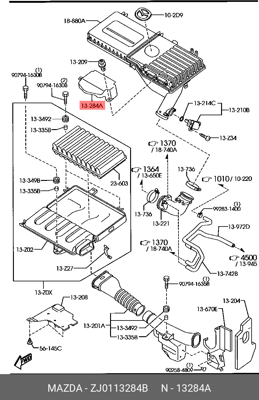 ZJ0113284B MAZDA МОЛДИНГ КУЗОВНОЙ