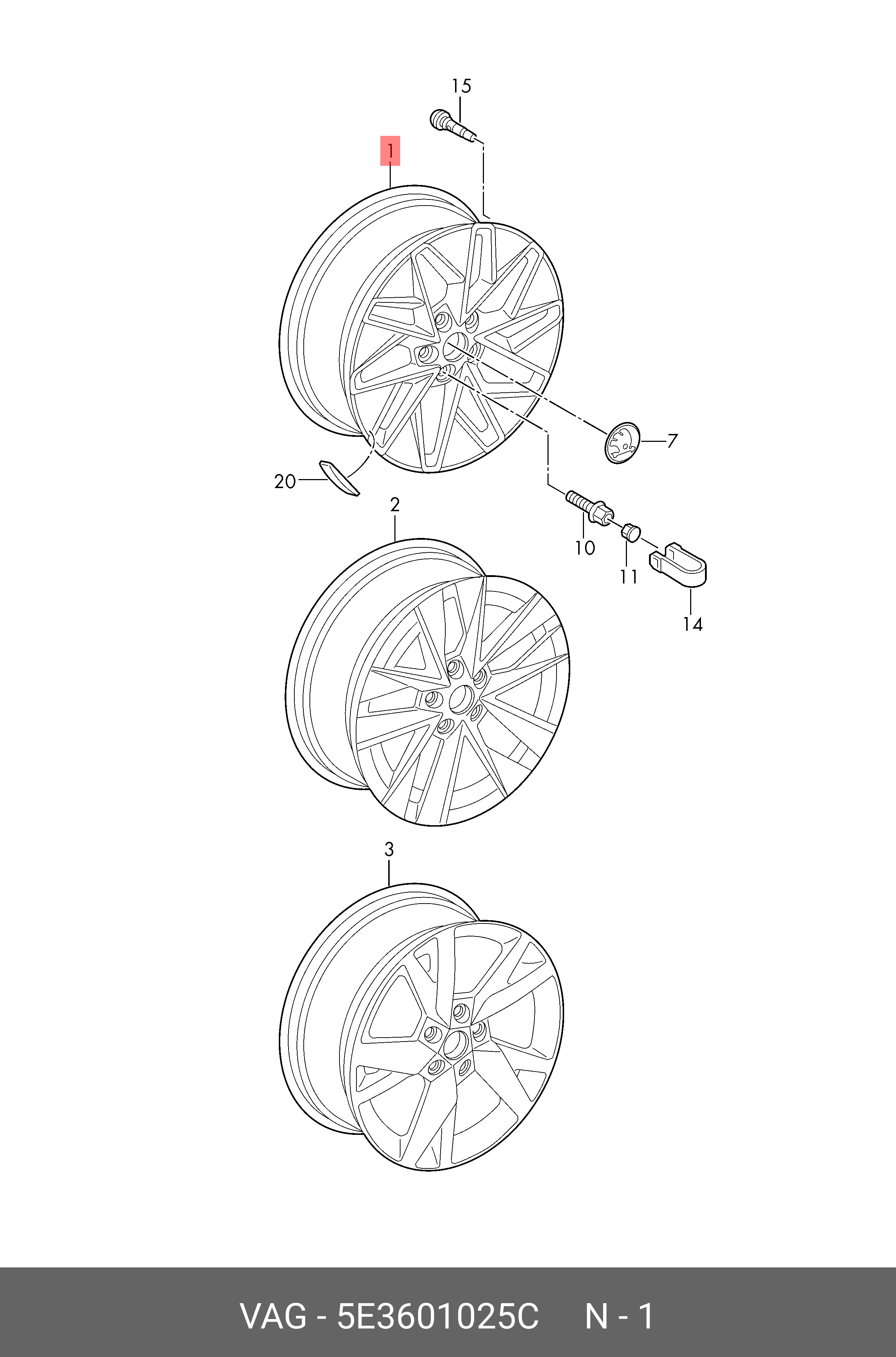 5E3601025C VAG Алюминиевый диск
