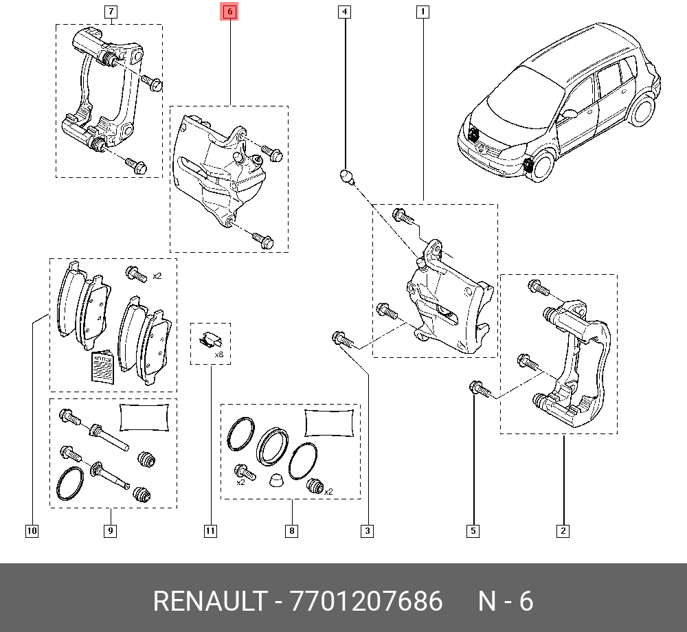 7701207686 RENAULT Тормозной суппорт купить в интернет-магазине AvtoTO