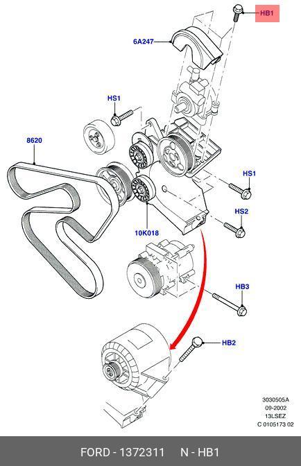 Форд фокус 1.6 схема ремня генератора 1372311 FORD Болт M8x80mm / FORD,BOLZEN купить в интернет-магазине AvtoTO