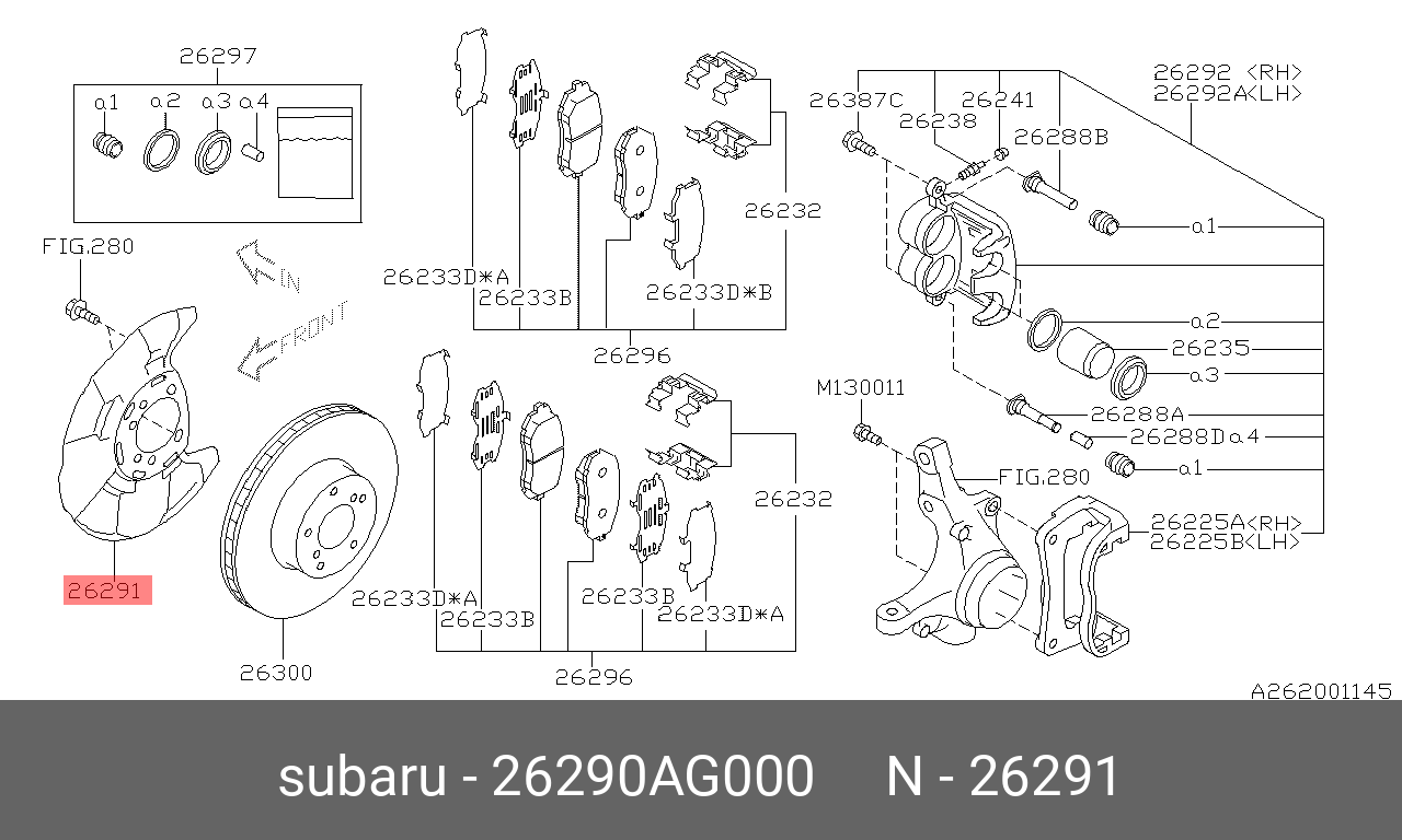 26290AG000 SUBARU КОЖУХ ДИСКОВЫХ ТОРМОЗОВ