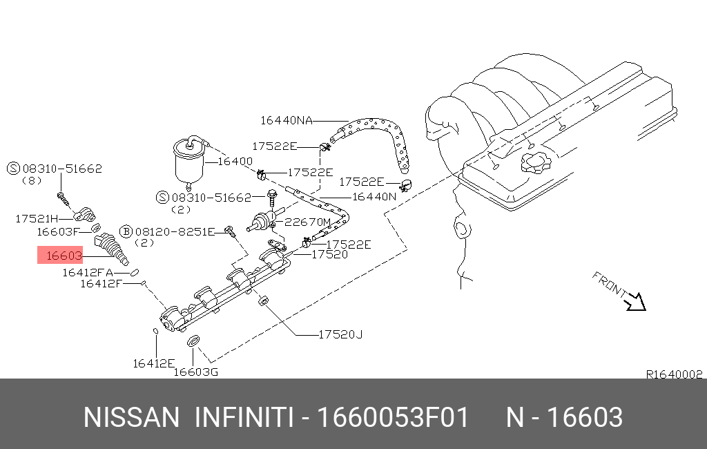 1660053F01 NISSAN ФОРСУНКА ТОПЛИВНАЯ
