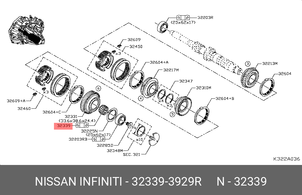 323393929R NISSAN Подшипник КПП