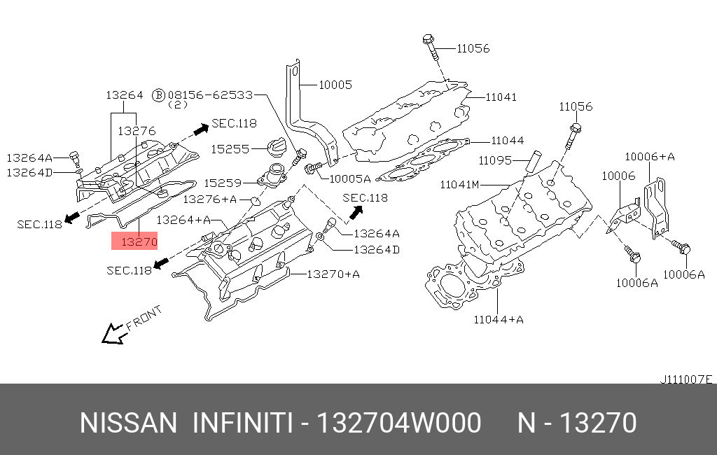 132704W000 NISSAN ПРОКЛАДКА РЕЗИНОВАЯ