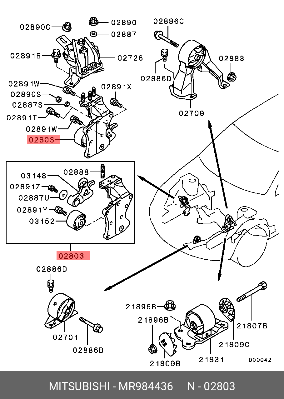 MR984436 MITSUBISHI BRACKET,CYLINDER BLOCK ENG FR MOUNTING