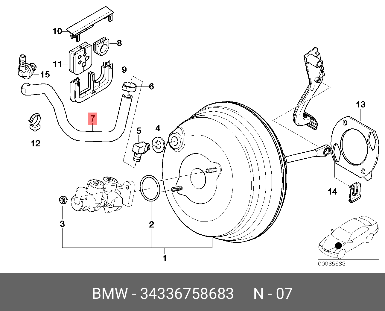 34336758683 BMW Колено шланга