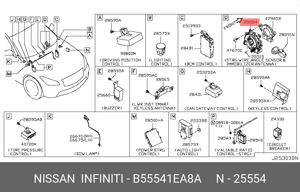 B55541EA8A NISSAN ПЕРЕКЛЮЧАТЕЛЬ