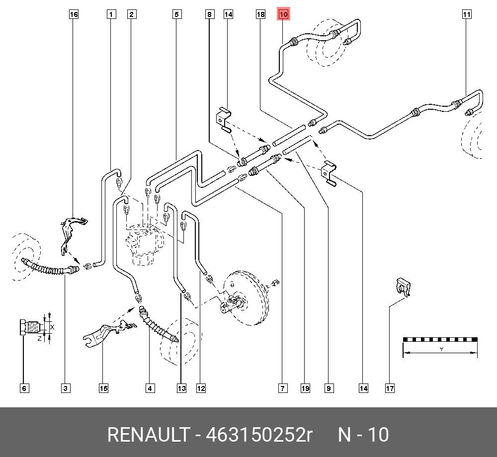 463150252R RENAULT Трубка тормозная задн прав (мет,рез,фит)