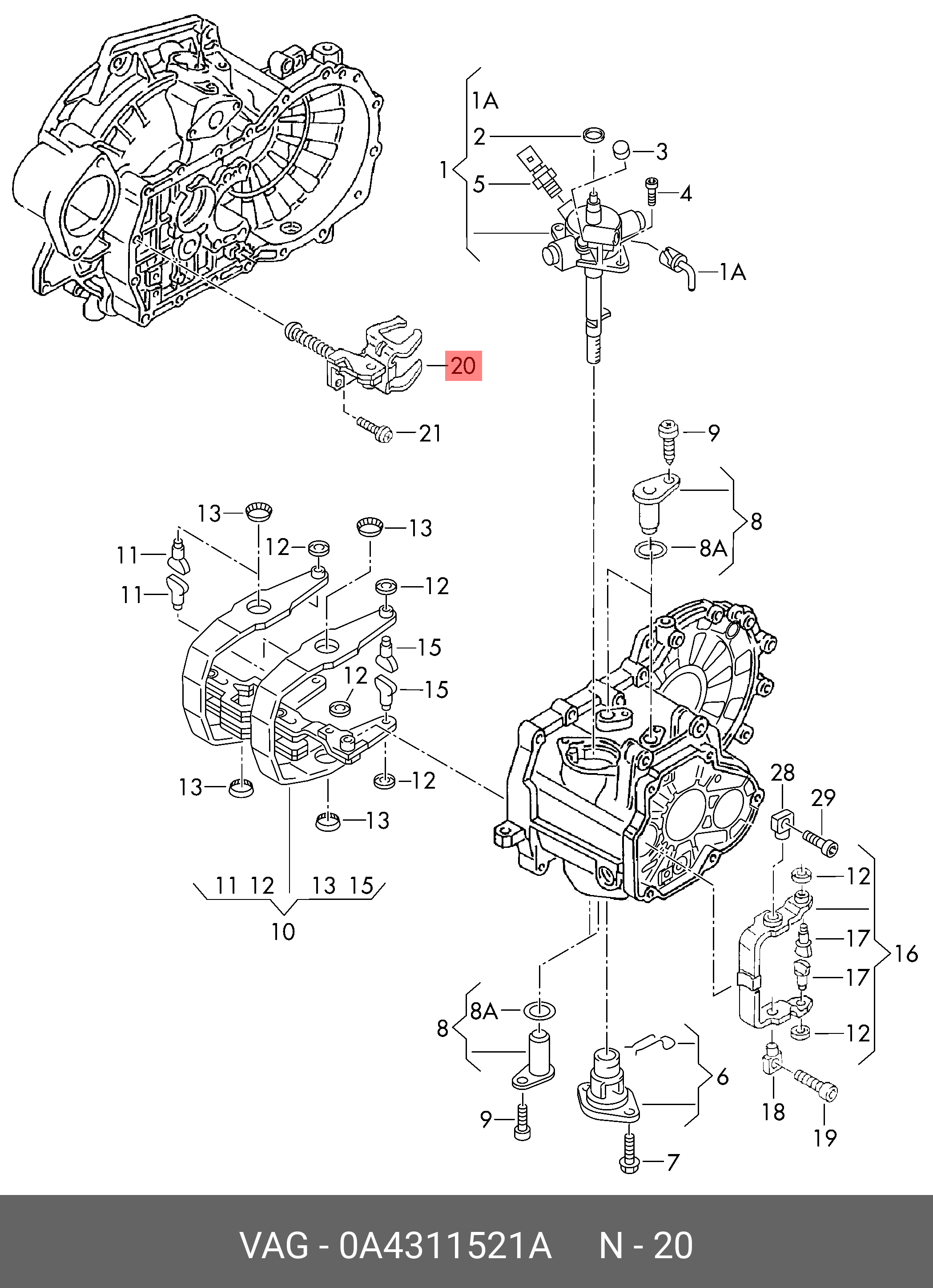 0A4311521A VAG Вилка переключения передач