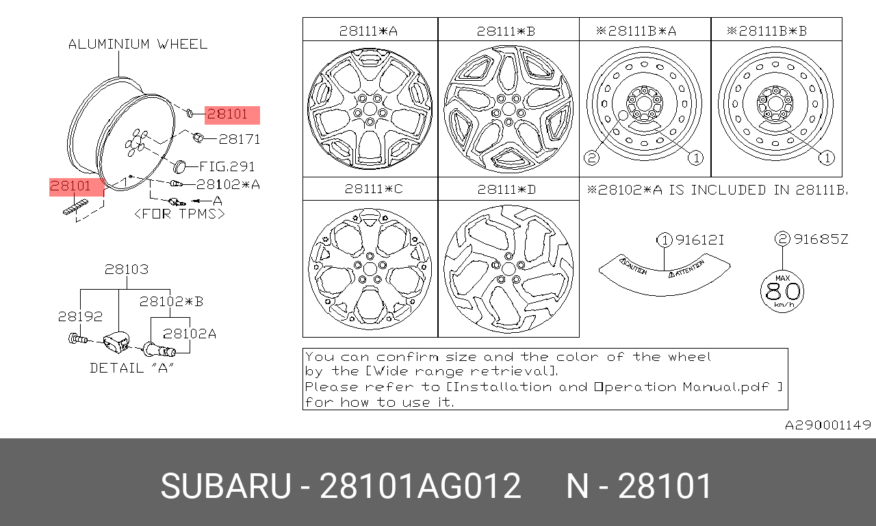 28101AG012 SUBARU BALANCE WEIGHT
