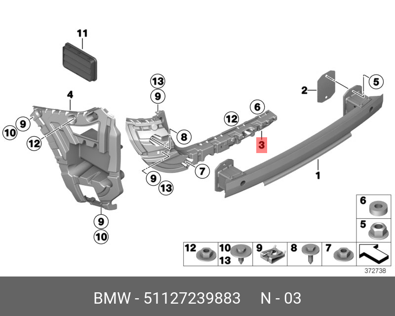 51127154094 BMW Ремкомплект заднего бампера купить в интернет-магазине AvtoTO