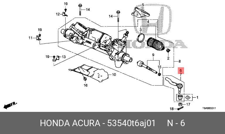 53540T6AJ01 HONDA Наконечник рулевой тяги