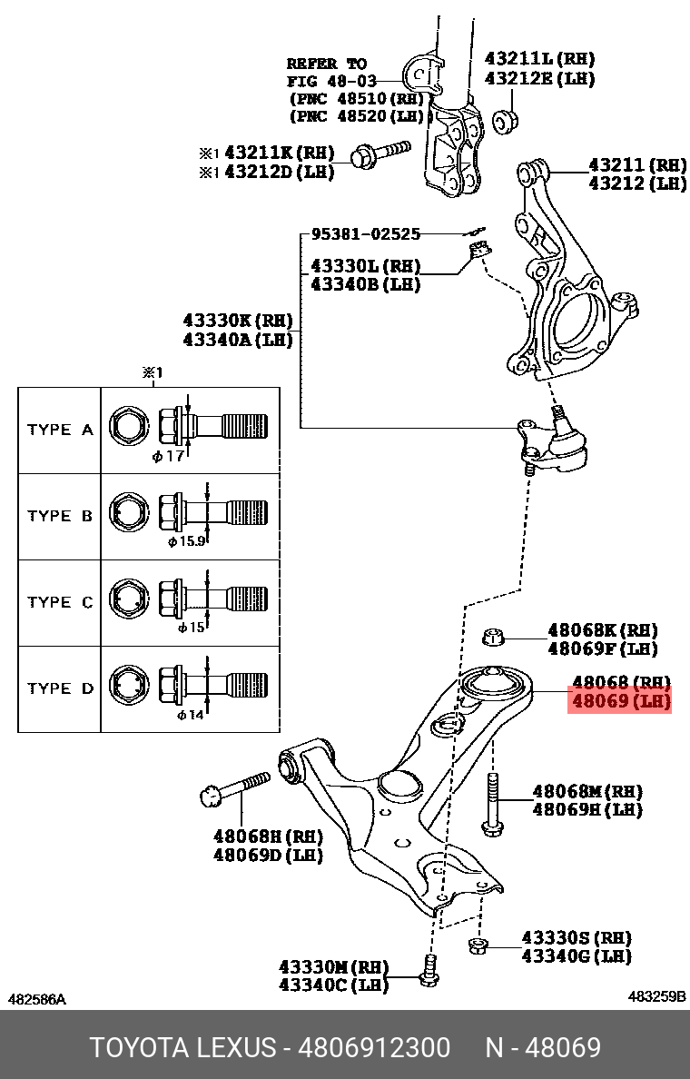 4806912300 TOYOTA Рычаг подвески