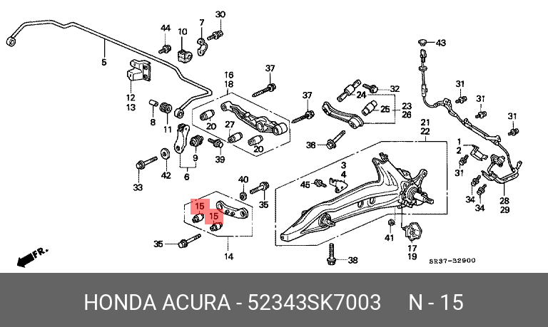 52343SK7003 HONDA 52343SR3004_сайлентбл.зад.рычага Honda Civic EG/EH/MA 91-95