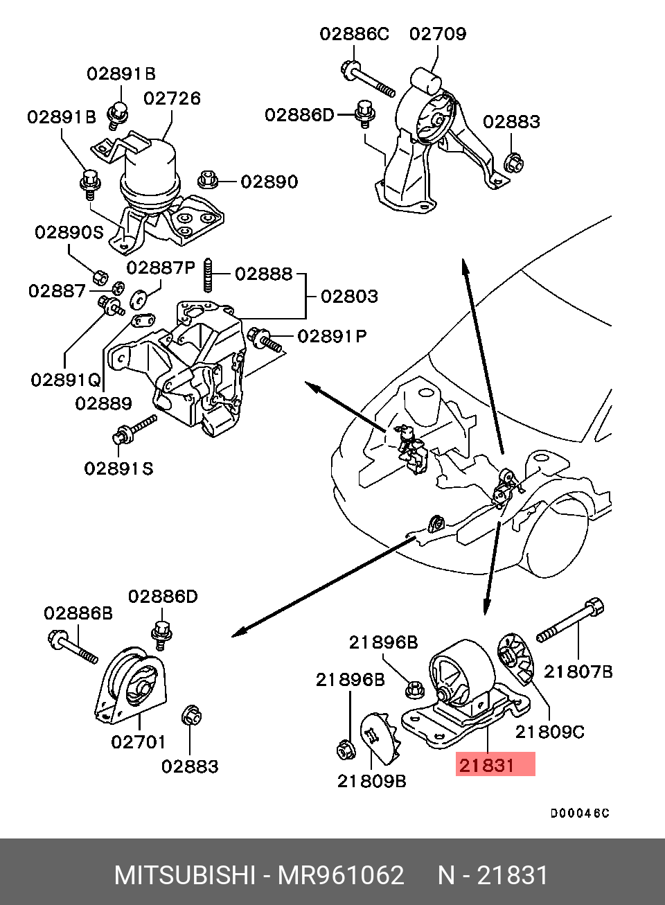 MR961062 MITSUBISHI КРОНШТЕЙН ДВИГАТЕЛЯ