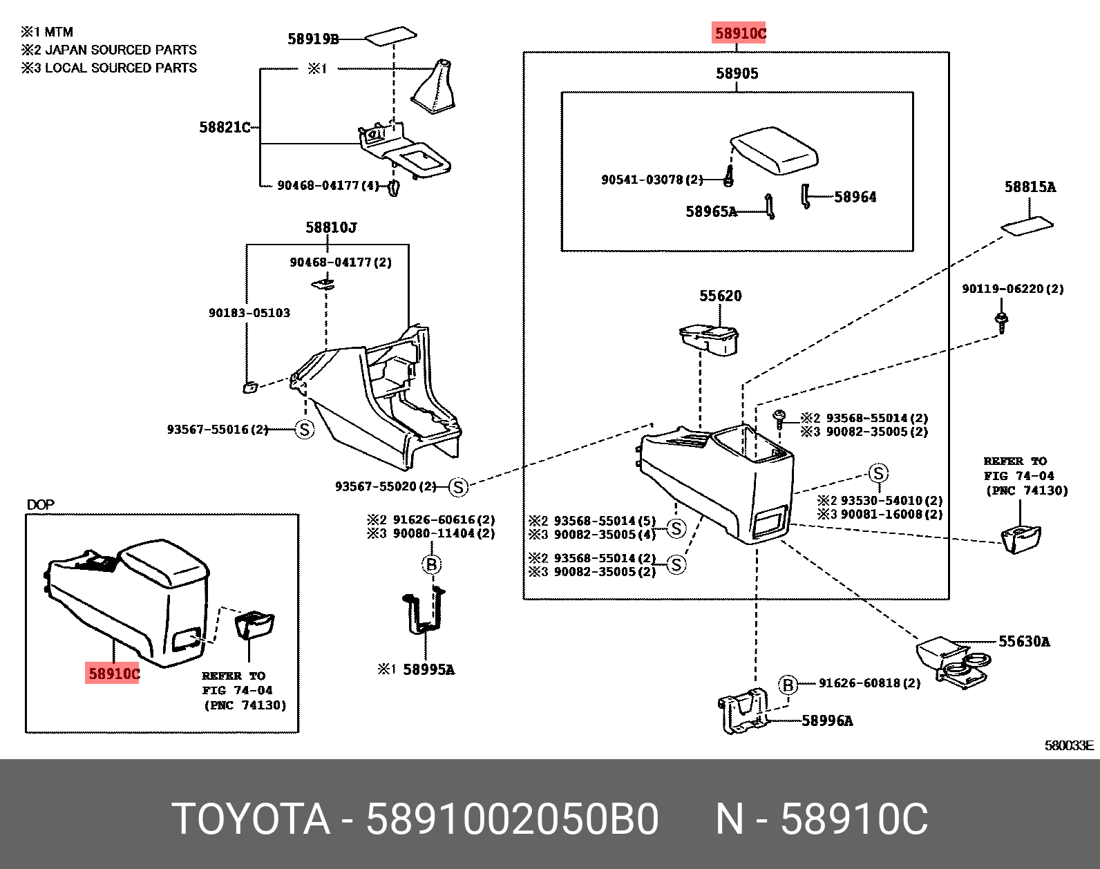 5891002050B0 TOYOTA Консоль