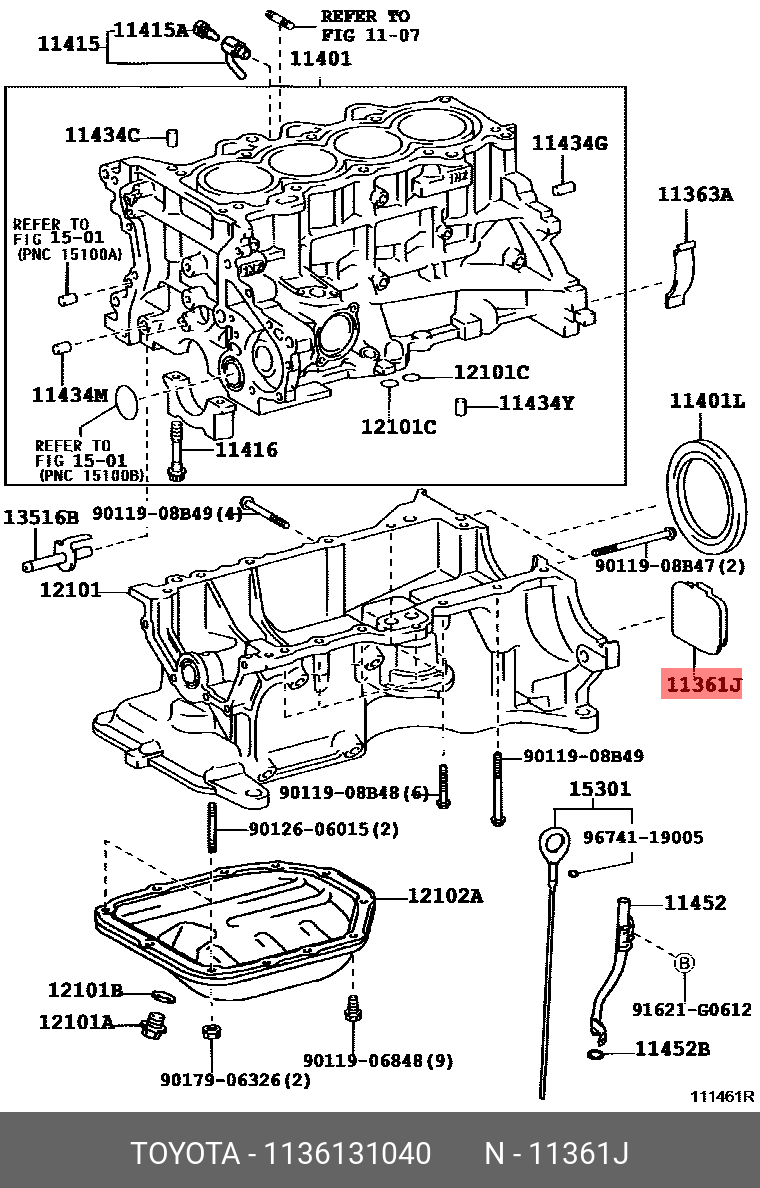 1136131040 TOYOTA ЗАГЛУШКА ПЛАСТИКОВАЯ