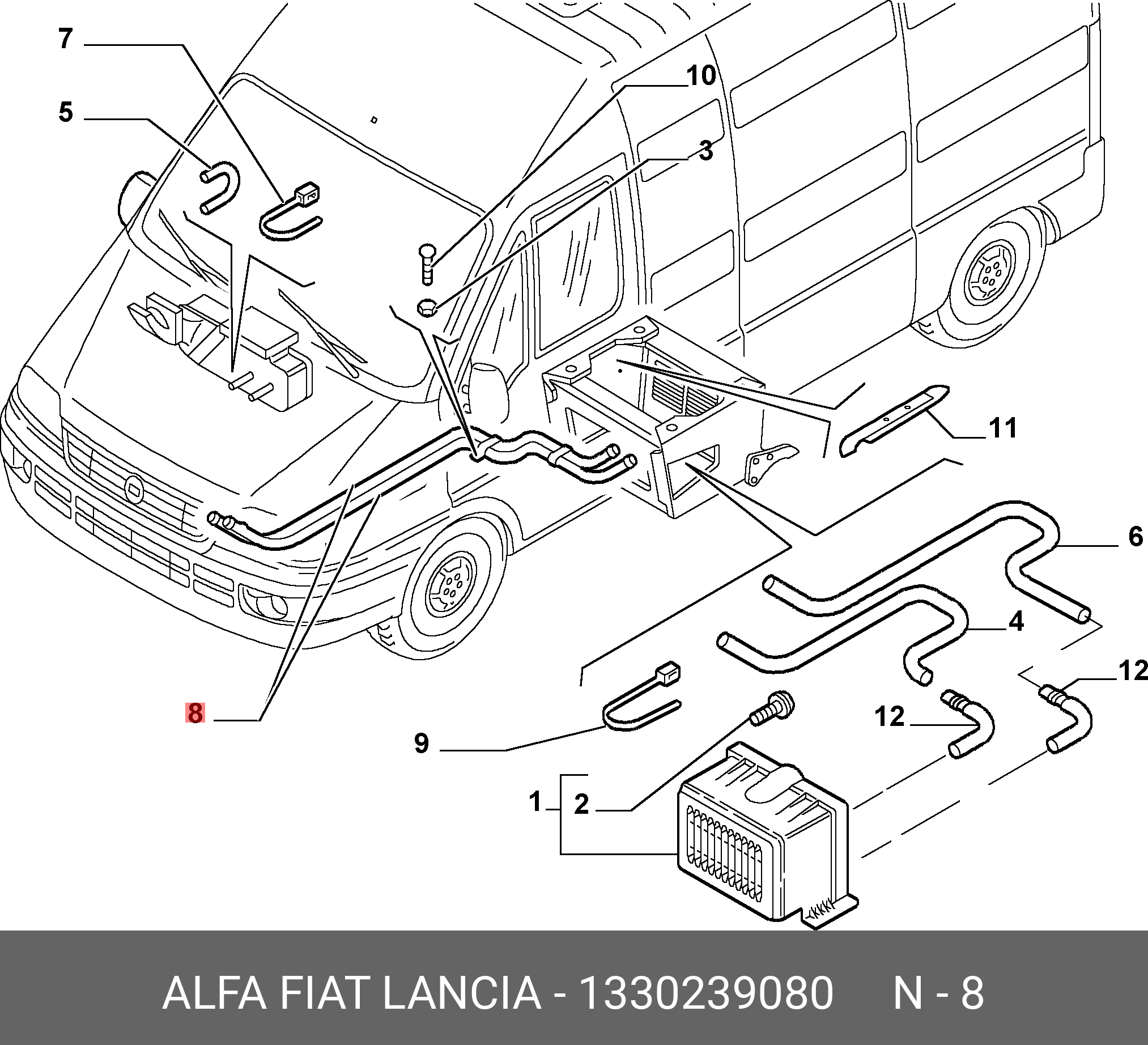 1330239080 FIAT/ALFA/LANCIA ЖЕСТКИЙ ТРУБОПРОВО