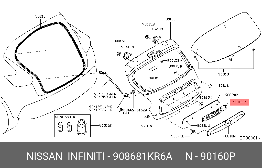 908681KR6A NISSAN КРЕПЕЖ КОЗЫРЬКА НОМЕ